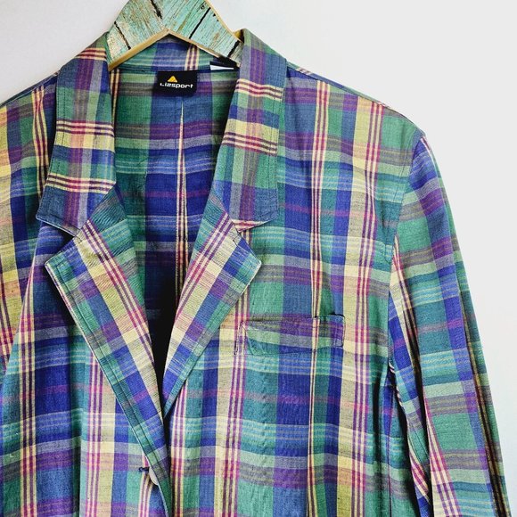 Vtg 90's Lizsport Women's Plaid Lightweight Three Button Pocket Sport Coat Sz 12 - Picture 3 of 8